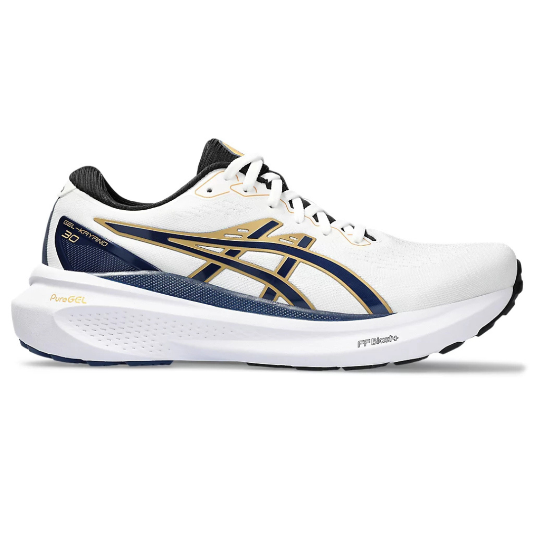 Asics Gel-Kayano 30 - Branco com Azul Marinho e Dourado