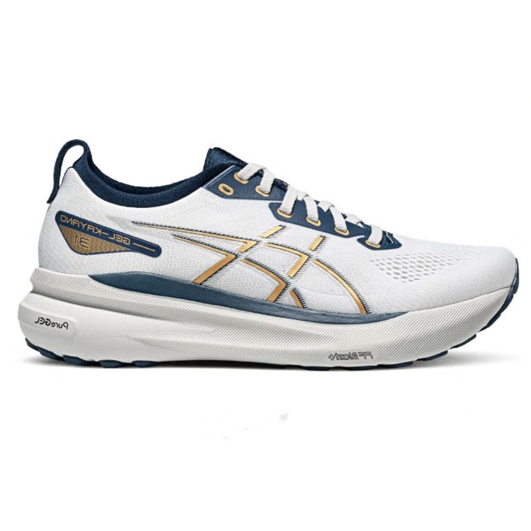 Asics Gel-Kayano 31 Branco com Azul Marinho e Dourado