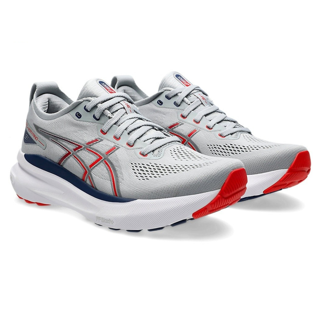 Asics Gel-Kayano 31 Cinza com Vermelho e Azul Marinho