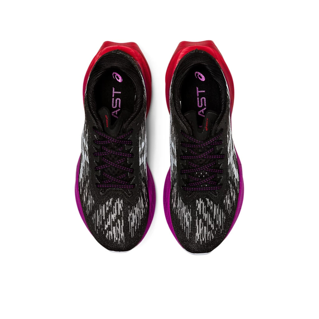 Asics NovaBlast 3 Preto com Roxo e vermelho